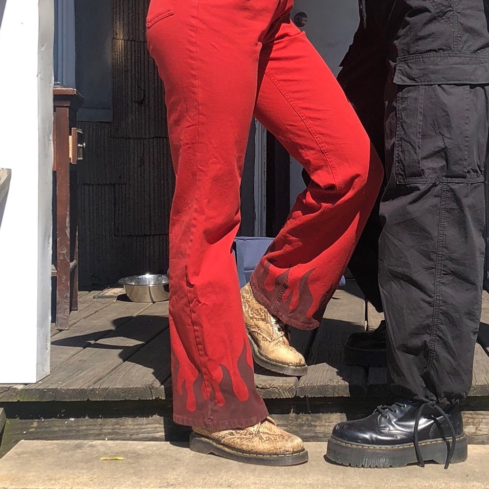 Red flame jeans
